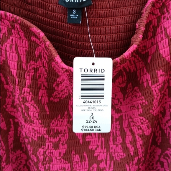 Torrid Tea Length Smocked Bodice A-Line Dress Size 3X NWT - Picture 5 of 6